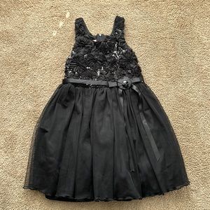 Iris and Ivy Black Sequined, Rose embroidered dress for girls